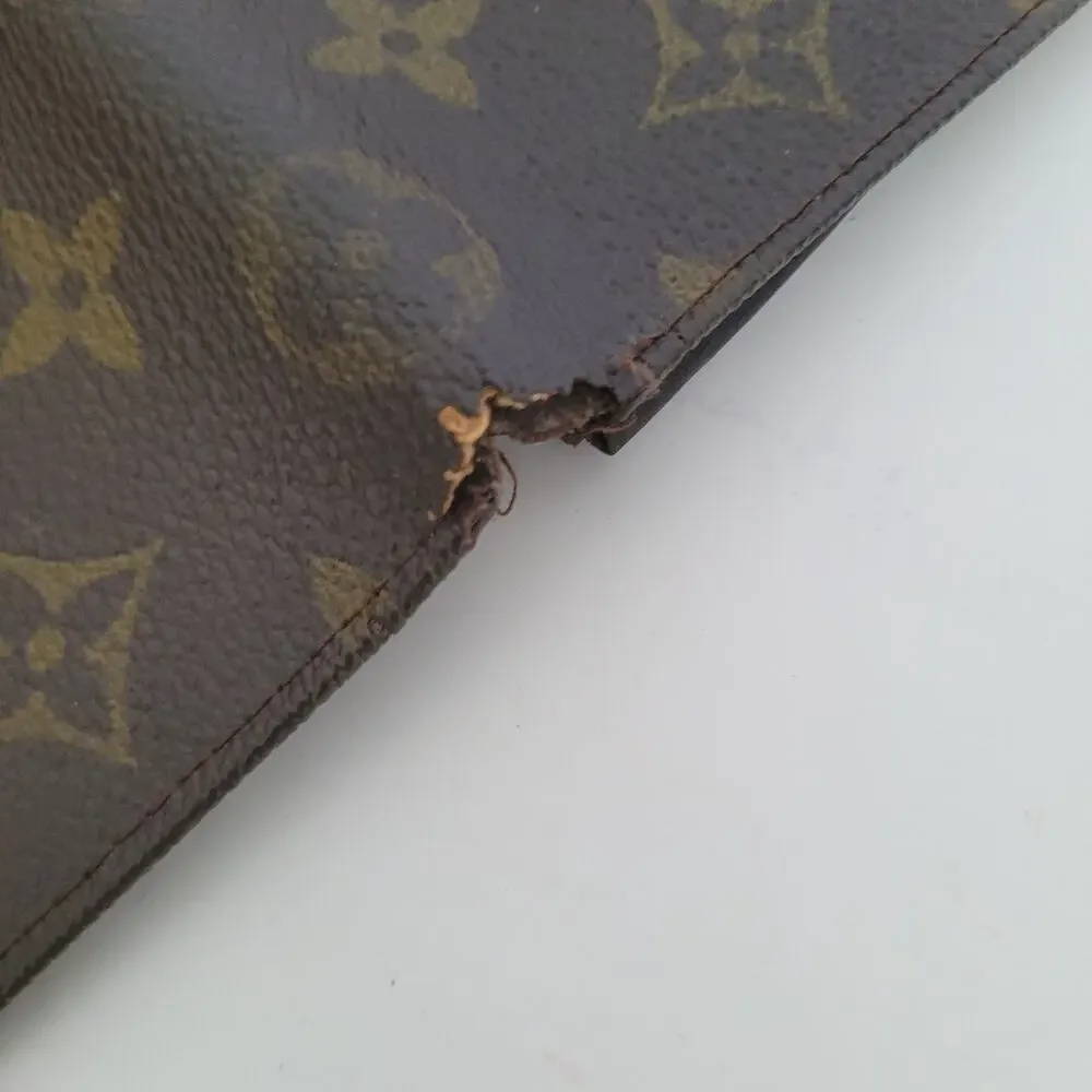 LOUIS VUITTON LV Vintage Unisex Leather ID Card Wallet Brown Bifold Small‎ 70s